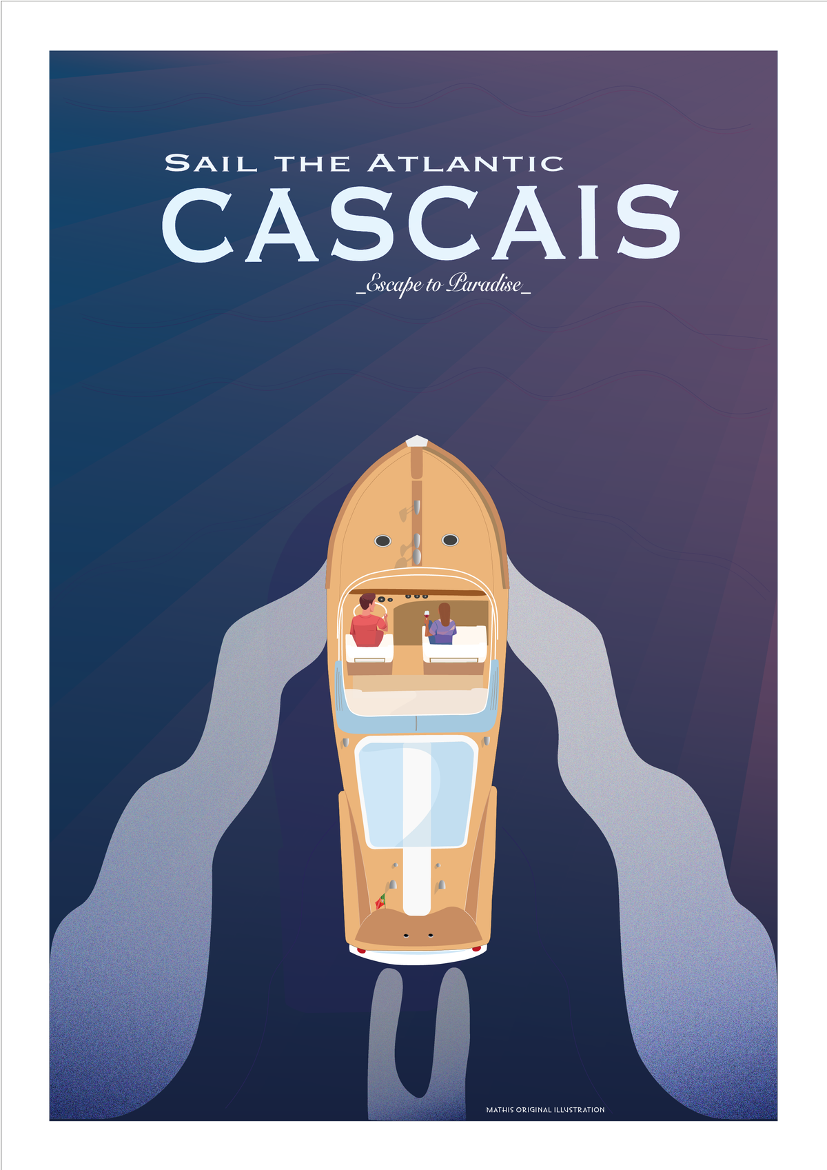 Cascais Boat Poster - hand-drawn Cascais art print by MATHIS