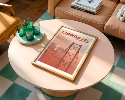 Bridge Christo Rei Sunset Poster
