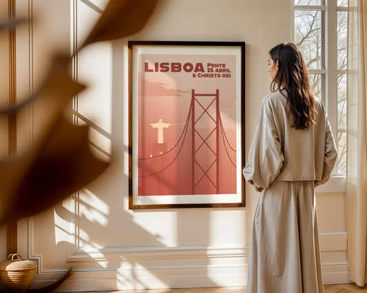 Bridge Christo Rei Sunset Poster