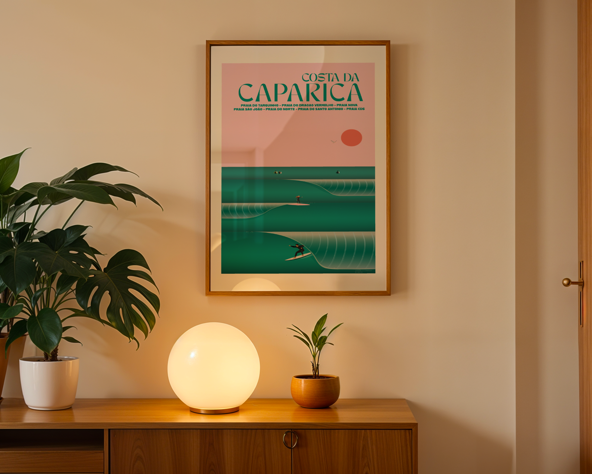 Framed Caparica Barrel Poster displayed in a framed wall art mockup by MATHIS