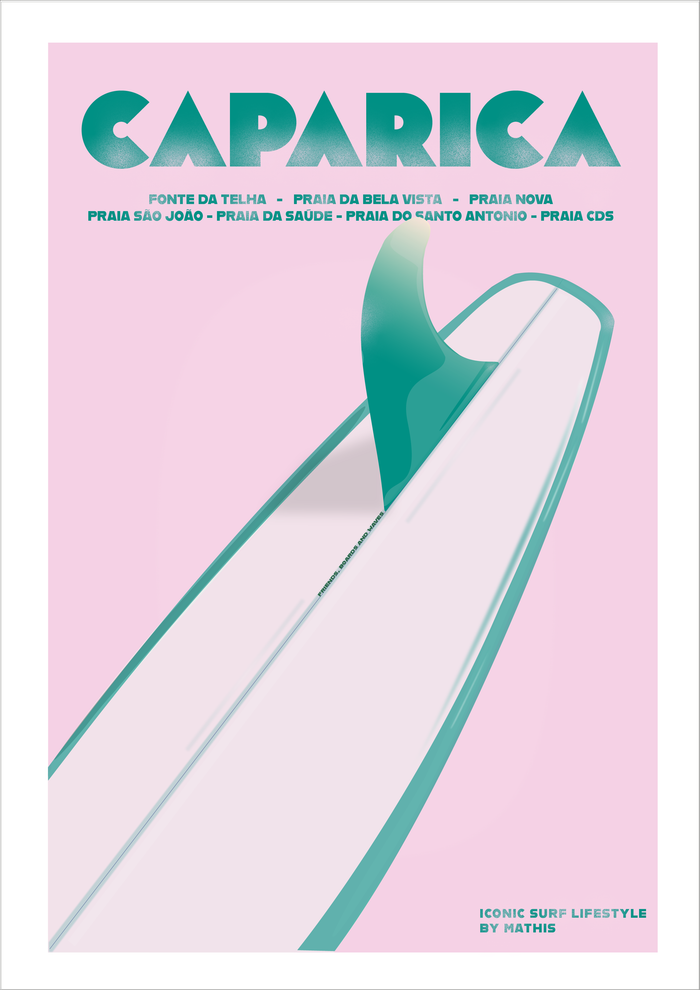 Caparica Surf Girl Poster - hand-drawn Costa da Caparica art print by MATHIS