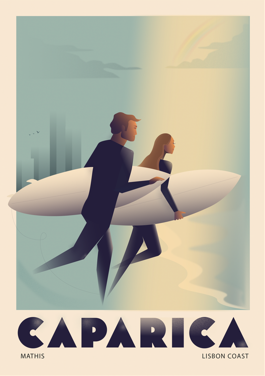 Caparica Surf Couple Poster