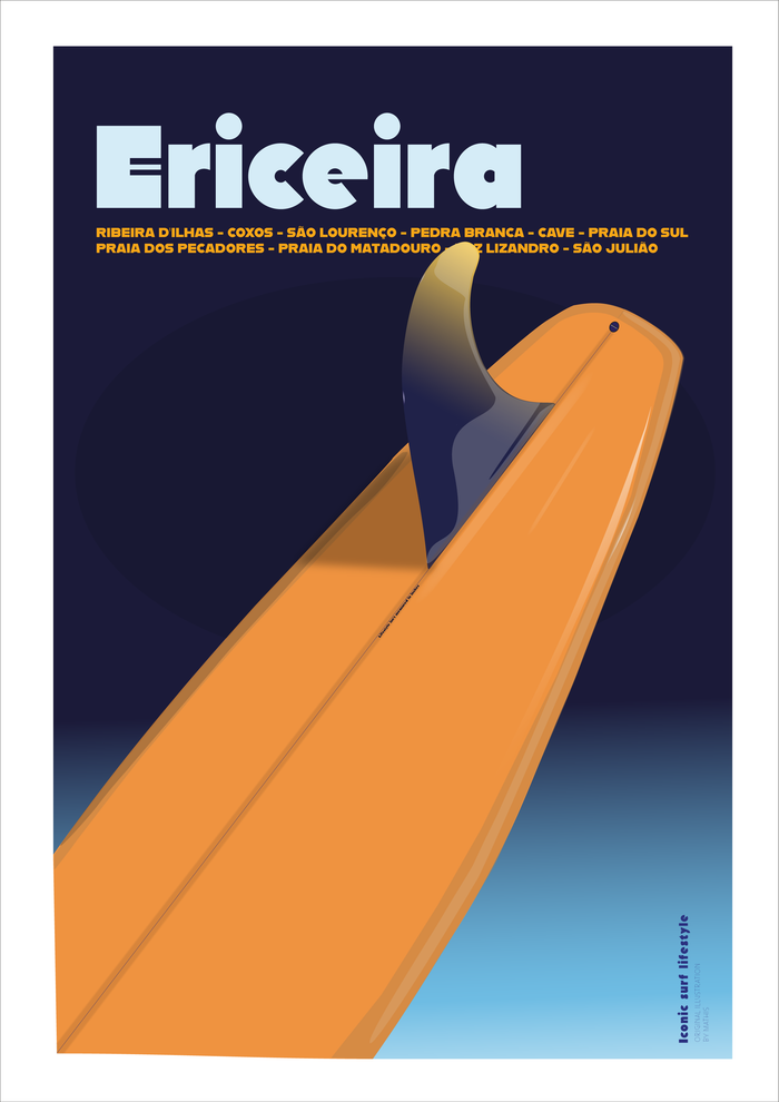 Vintage Surf Poster Ericeira - hand-drawn Ericeira art print by MATHIS