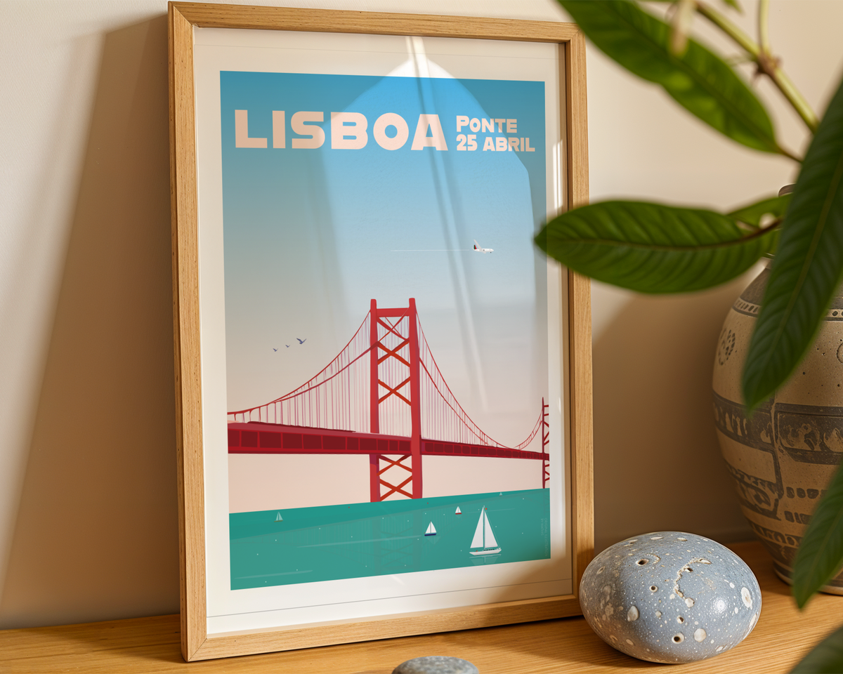Framed Lisbon Poster displayed in a framed wall art mockup by MATHIS