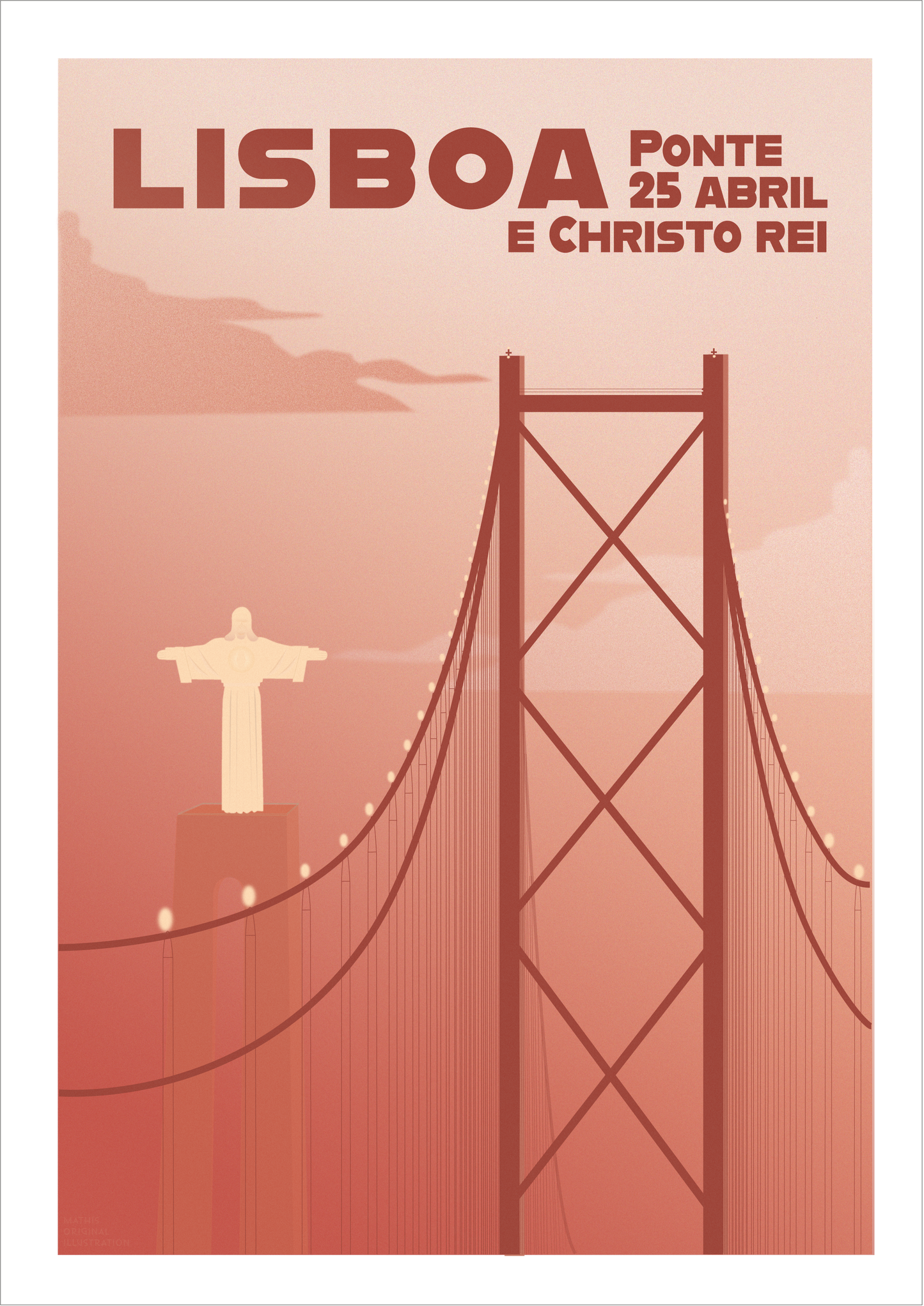 Bridge Christo Rei Sunset Poster