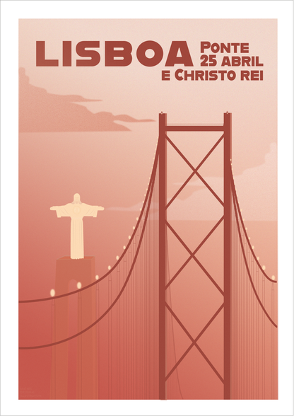 Bridge Christo Rei Sunset Poster