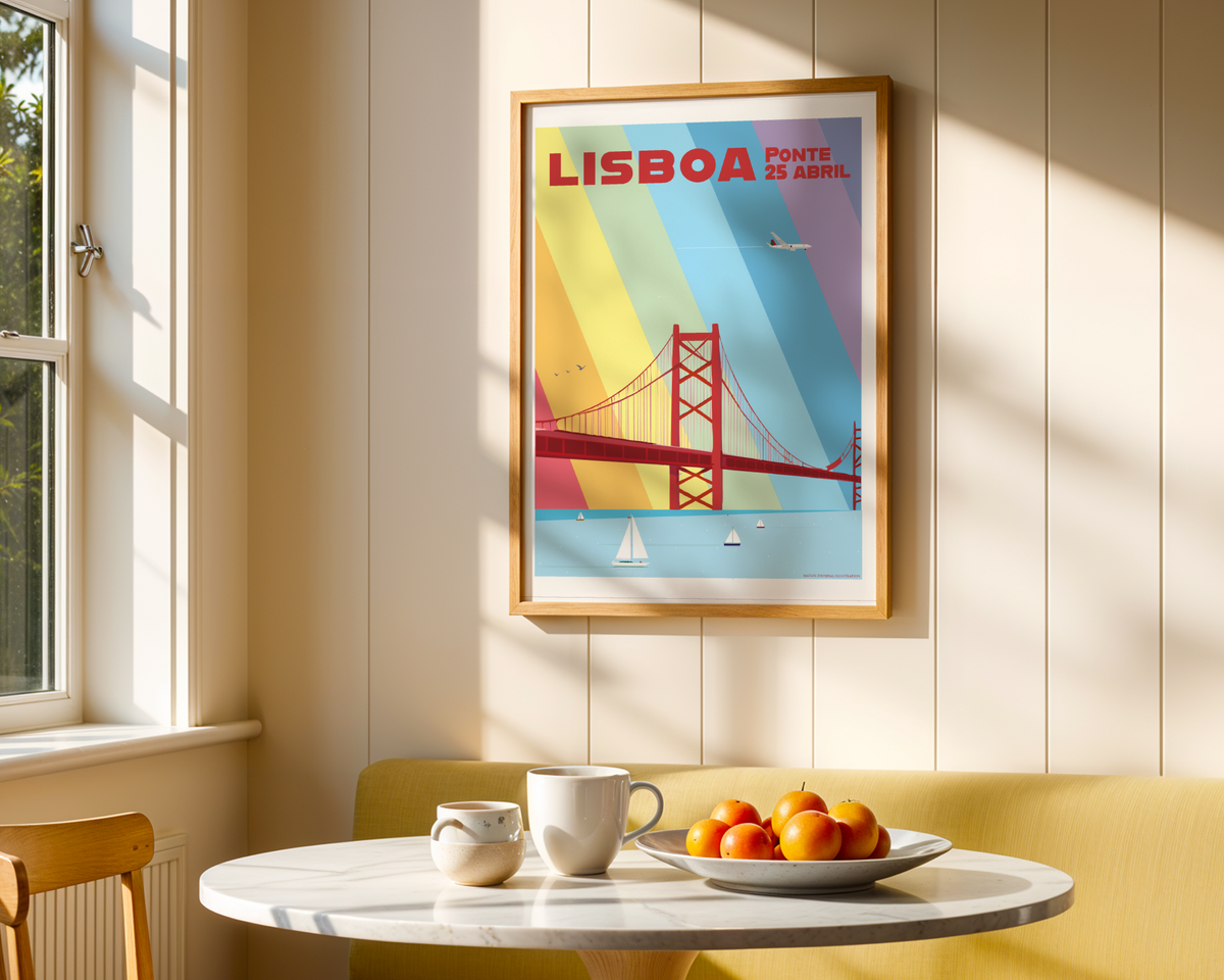 Lisbon Colourful Poster - hand-drawn Lisbon art print by MATHIS