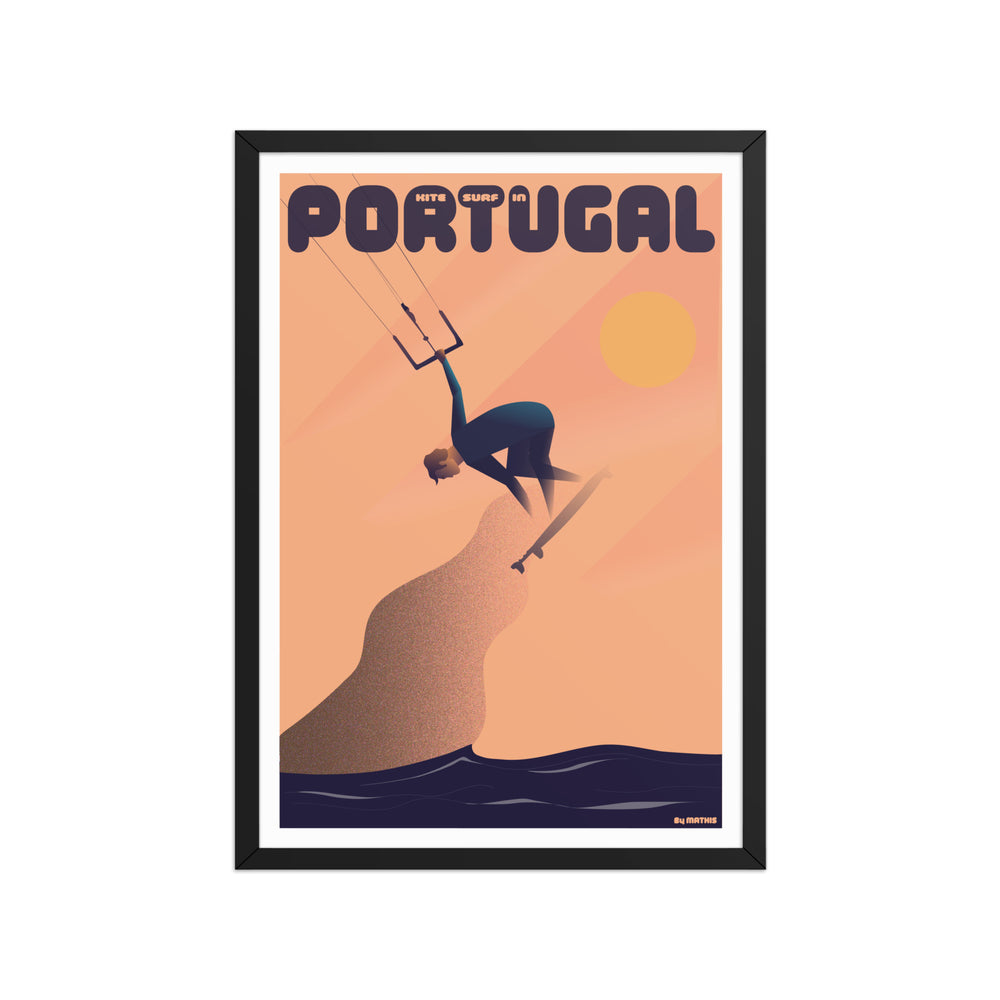 Framed Kitesurfing Poster Portugal