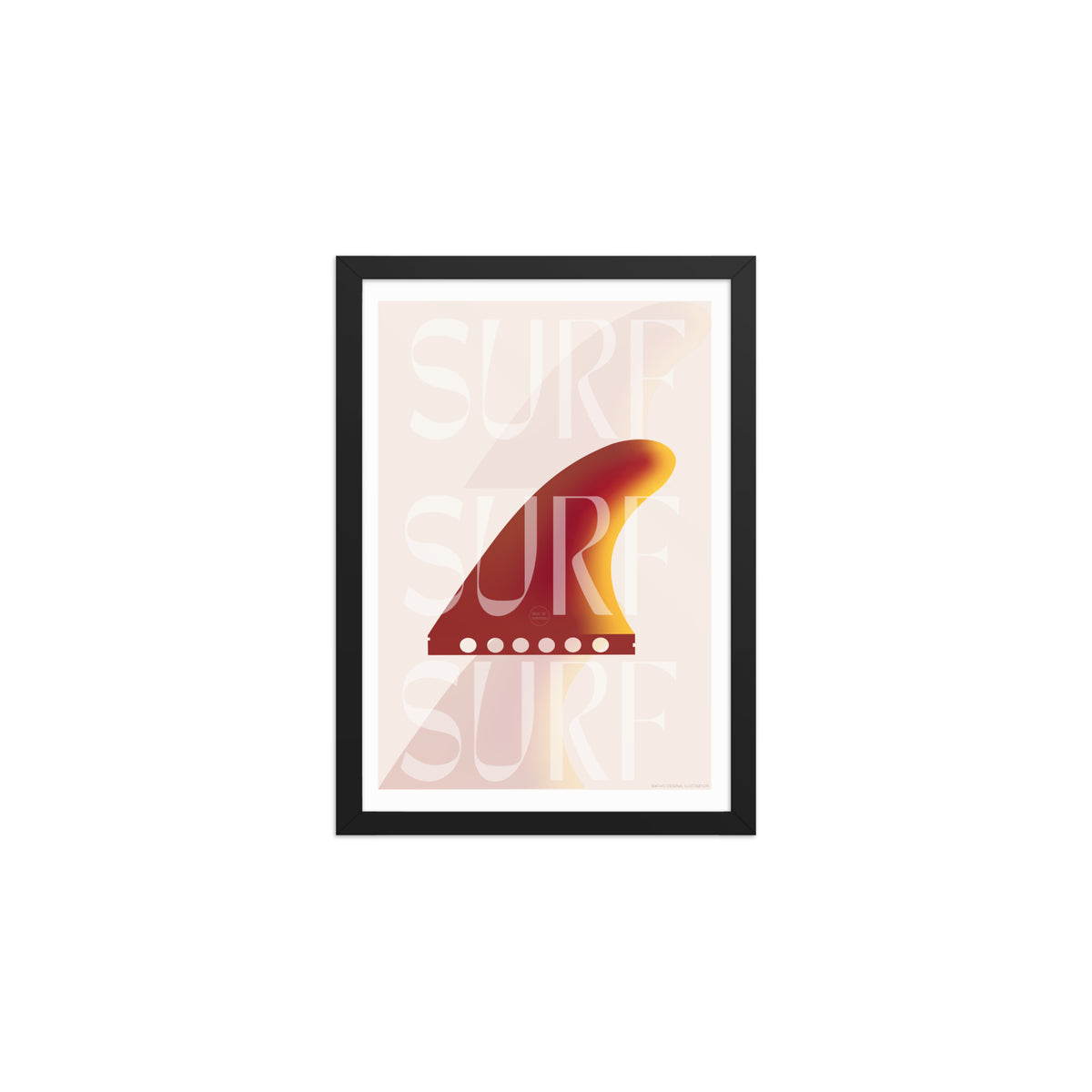 Framed Fin framed print mockup in black frame - hand-drawn Portugal wall art by MATHIS