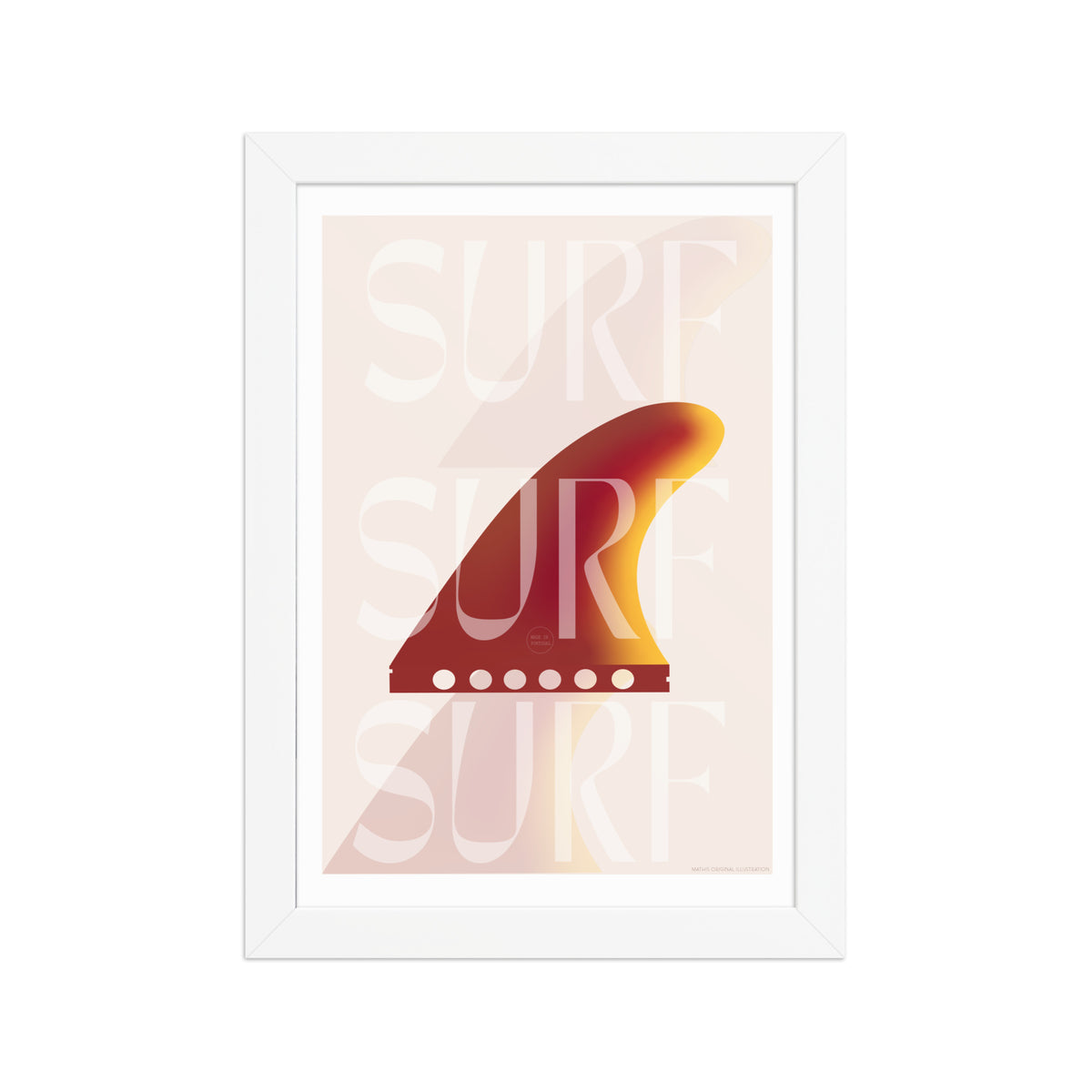 Framed Fin framed print mockup in white frame - hand-drawn Portugal wall art by MATHIS