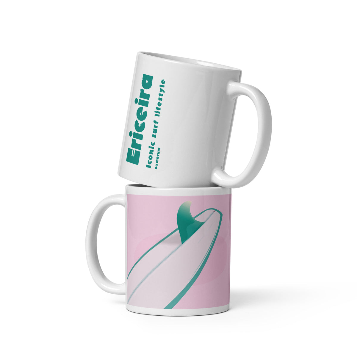 Ericeira Boardwalk Mug white ceramic mug with hand-drawn Ericeira illustration by MATHIS